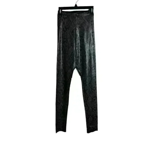 𝅺COMMANDO Reptile Embossed Faux Leather Leggings In Grey Snake Size Small - Picture 2 of 9